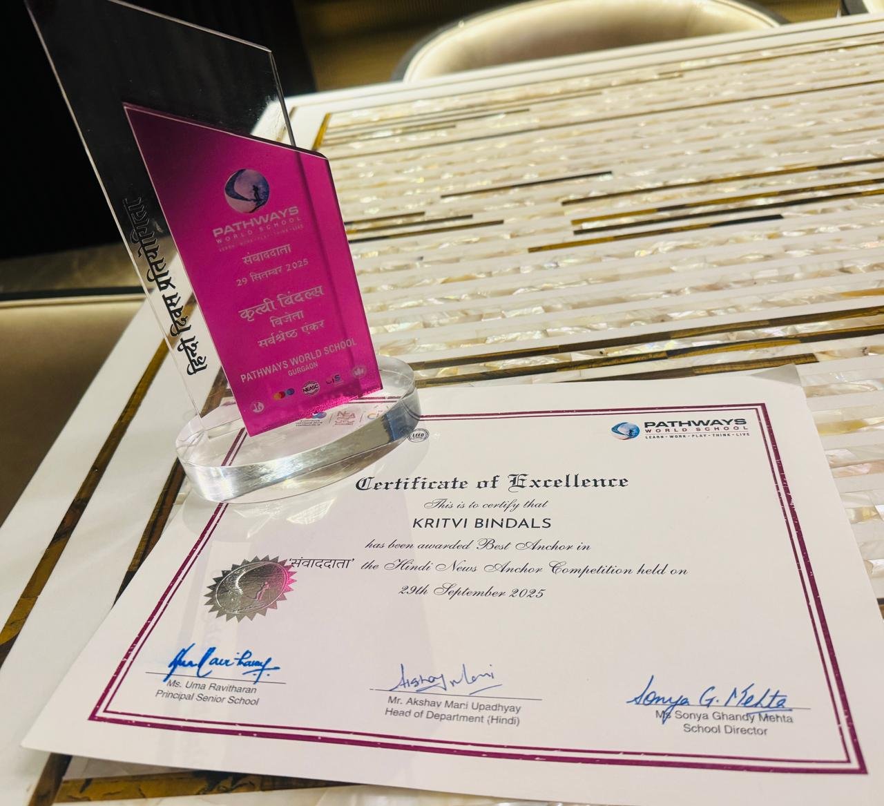 Samvedna — Certificate of Excellence