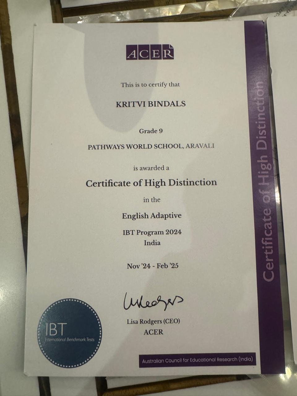 ACER — High Distinction in English Adaptive
